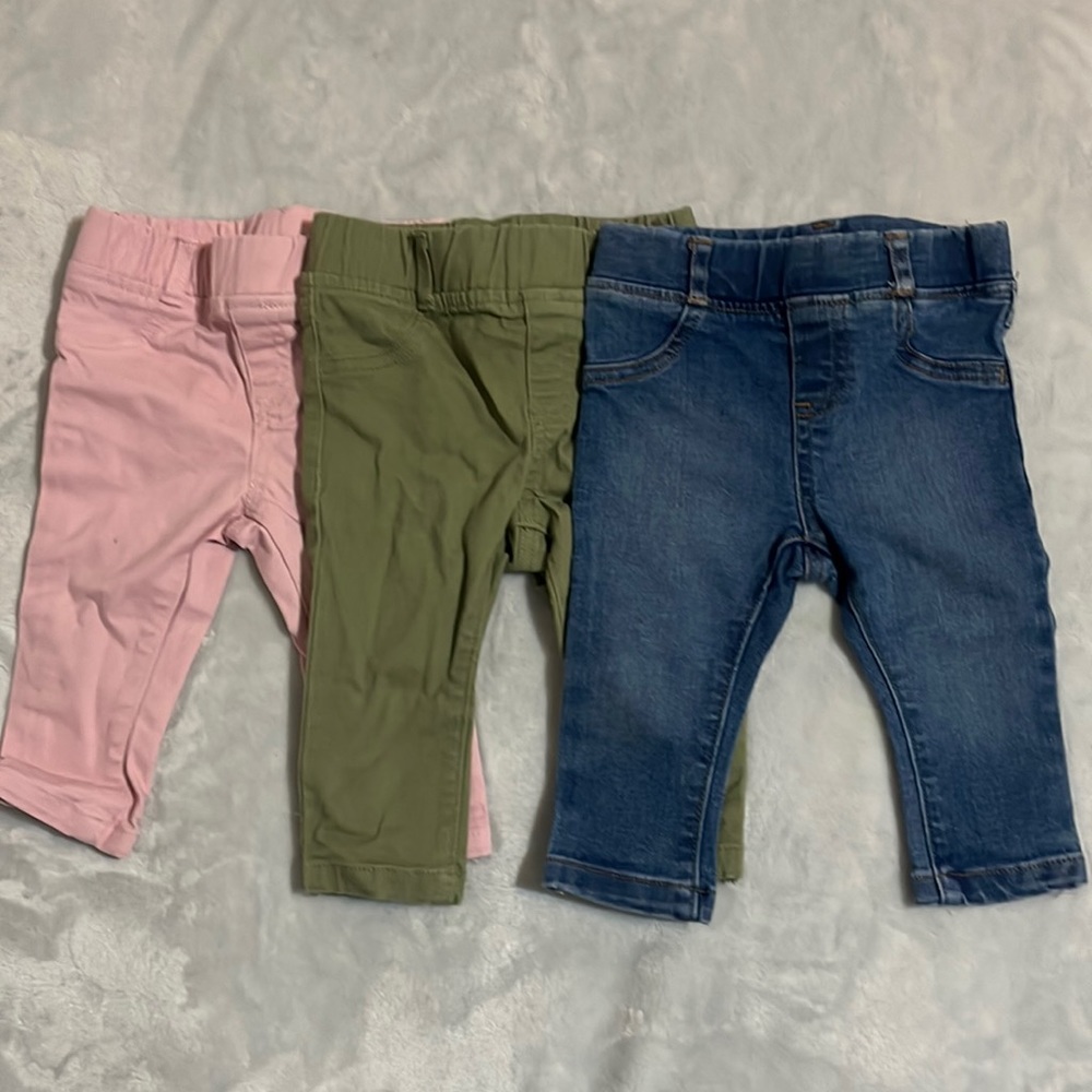 Bay girl pants pink, green, blue Jean size 6M-9M